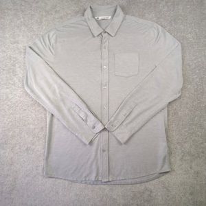 Travis Mathew Shirt Men XL Grey Button Up Long Sleeve Casual Stretch Performance